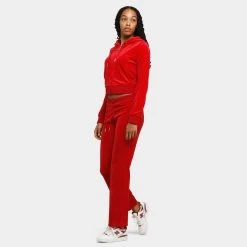 Juicy Couture Women's OG Big Bling Velour Track Pants / Coco Red -Sports Fashion Clothing Store 110010762 X1258 juicy couture women s og bling pants coco red set A
