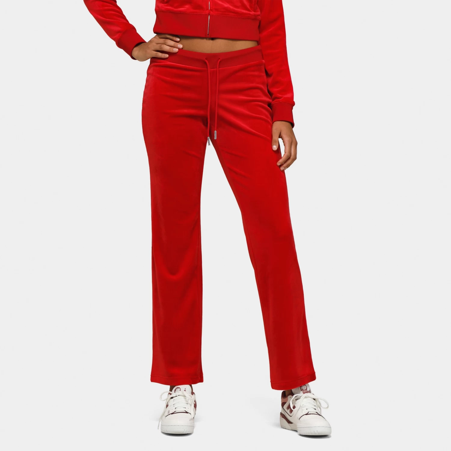 Juicy Couture Women's OG Big Bling Velour Track Pants / Coco Red