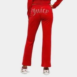 Juicy Couture Women's OG Big Bling Velour Track Pants / Coco Red -Sports Fashion Clothing Store 110010762 X1258 juicy couture women s og bling pants coco red set E