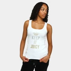 Juicy Couture Women's Keep It Juicy Long Muscle Tank Top / Bleached White