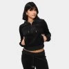 Juicy Couture Women's OG Big Bling Full Zip Hoodie / Liquorice -Sports Fashion Clothing Store 11005366 J0002 juicy couture women s og bling velour hoodie set A