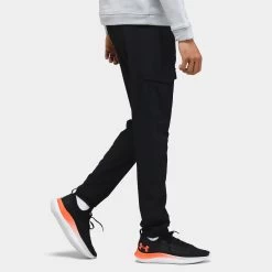 Under Armour Woven Cargo Joggers Black / Steel -Sports Fashion Clothing Store 1377974 001 under armour jd woven cargo joggers black steel D