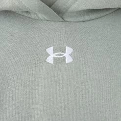 Under Armour Junior Girls' Rival Fleece Crop Pullover Hoodie / Grove Green -Sports Fashion Clothing Store 1379517 504 under armour junior girls rivalfleece croppo hoodiegrovegrn 3