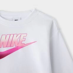 Nike Child Girls' Fade Logo Crewneck Set White / Black -Sports Fashion Clothing Store 36L360 F00 nike child girls fade logo crewneck set white black 2