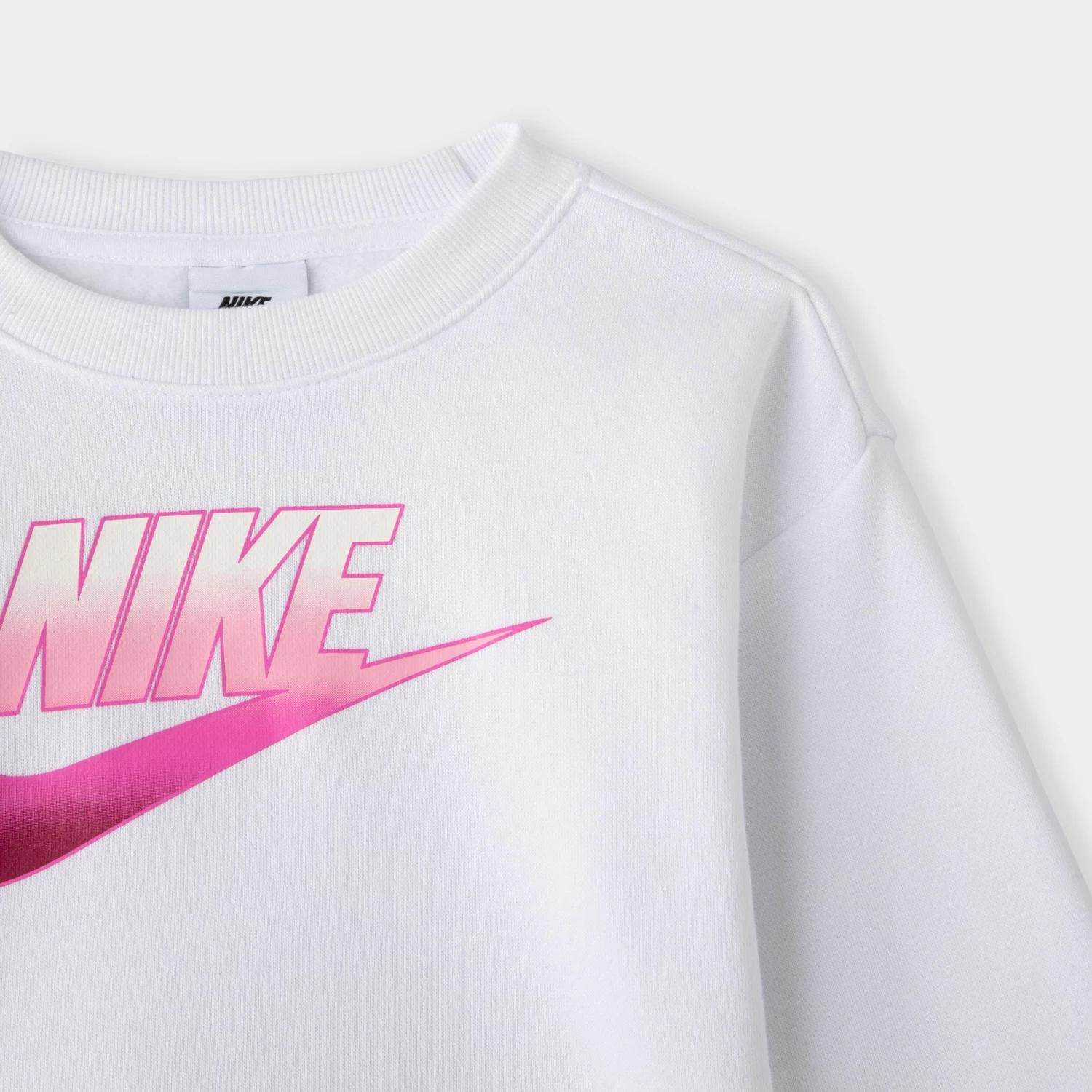 Nike Child Girls' Fade Logo Crewneck Set White / Black - Image 2