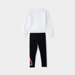 Nike Child Girls' Fade Logo Crewneck Set White / Black -Sports Fashion Clothing Store 36L360 F00 nike child girls fade logo crewneck set white black 4
