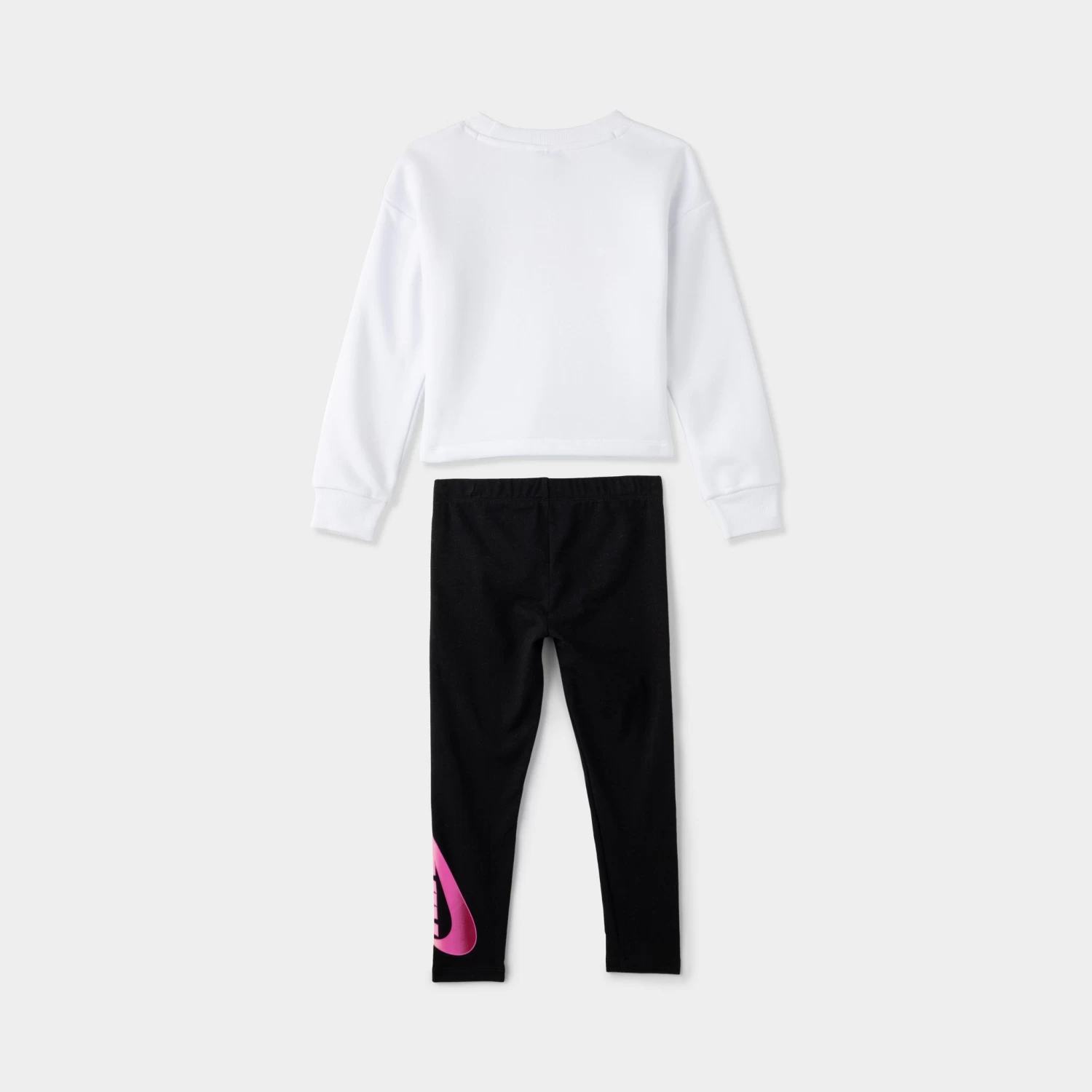 Nike Child Girls' Fade Logo Crewneck Set White / Black - Image 4