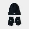 Jordan Nike Kids' Futura Beanie And Gloves Set / Black -Sports Fashion Clothing Store 4A2960023 nike club beanie set black 1