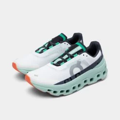 On Cloudmonster White / Teal -Sports Fashion Clothing Store 61.98243 on cloudmonster white teal 2