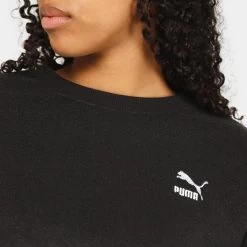 Puma Women's Classics Crewneck / Puma Black -Sports Fashion Clothing Store 62141301 puma women s classics fleece crewneck puma black B