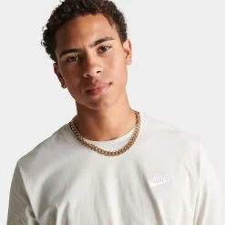 Nike Sportswear Club T-shirt / Light Bone -Sports Fashion Clothing Store AR4997 073 nike sportswear club t shirt light bone E