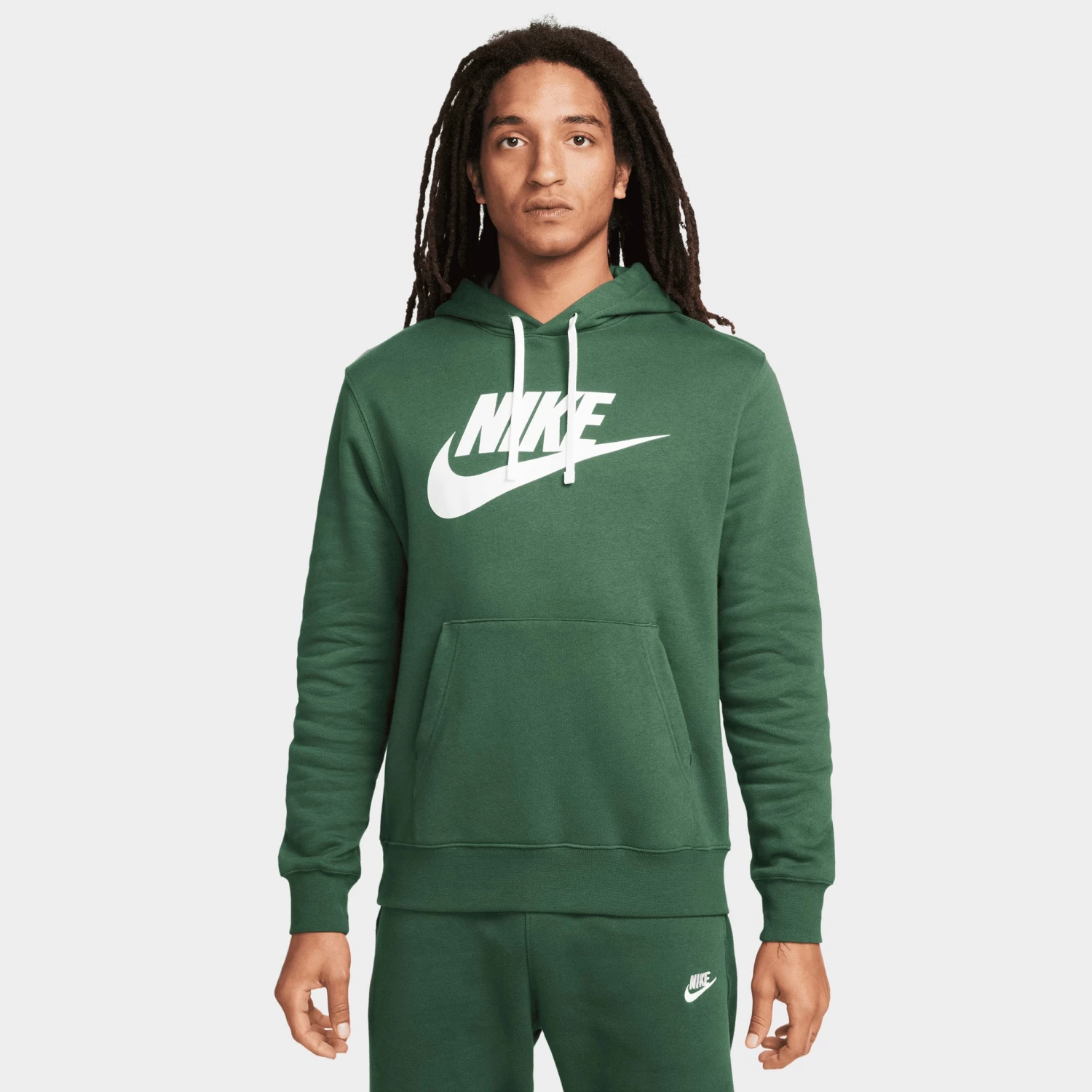 Nike Sportswear Club Fleece Graphic Pullover Hoodie Fir / White - White