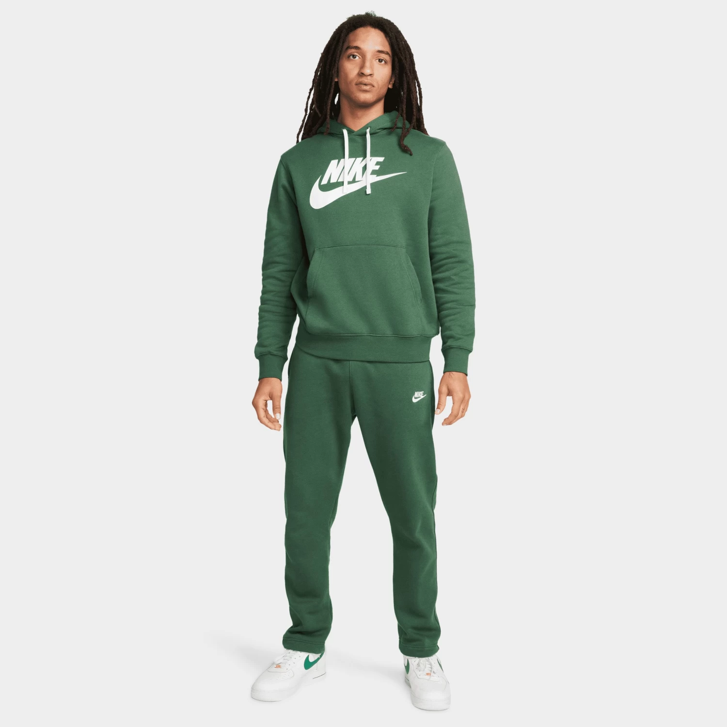 Nike Sportswear Club Fleece Graphic Pullover Hoodie Fir / White - White - Image 5