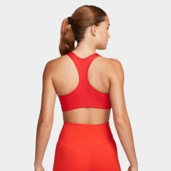 Nike Women's Dri-FIT Swoosh Medium-Support 1-Piece Pad Sports Bra University Red / White -Sports Fashion Clothing Store BV3636657 w nk df swsh 1pp bra A