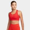 Nike Women's Dri-FIT Swoosh Medium-Support 1-Piece Pad Sports Bra University Red / White -Sports Fashion Clothing Store BV3636657 w nk df swsh 1pp bra B