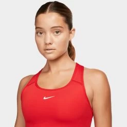 Nike Women's Dri-FIT Swoosh Medium-Support 1-Piece Pad Sports Bra University Red / White -Sports Fashion Clothing Store BV3636657 w nk df swsh 1pp bra C