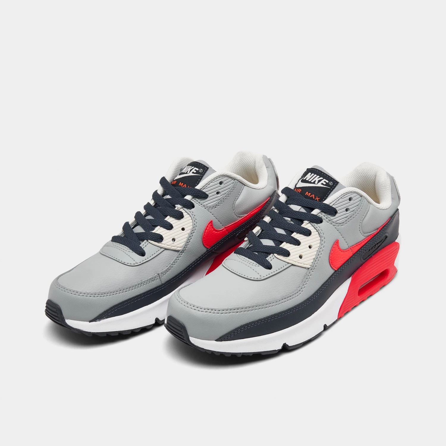 Nike Air Max 90 Leather GS Light Smoke Grey / Bright Crimson 4 Nike Air Max 90 Leather GS Light Smoke Grey / Bright Crimson - Image 2