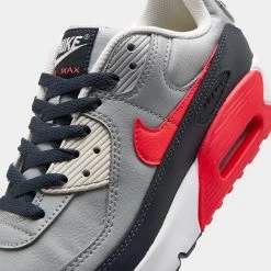 Nike Air Max 90 Leather GS Light Smoke Grey / Bright Crimson 10 Nike Air Max 90 Leather GS Light Smoke Grey / Bright Crimson -Sports Fashion Clothing Store CD6864 021 nike air max 90 ltr gs light smoke grey bright crimson dark obsidian 3