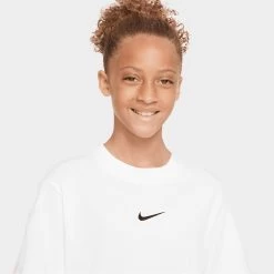 Nike Junior GIrls' Essential Boxy T-shirt / White -Sports Fashion Clothing Store DH5750 100 nike junior girls essential boxy t shirt white 3