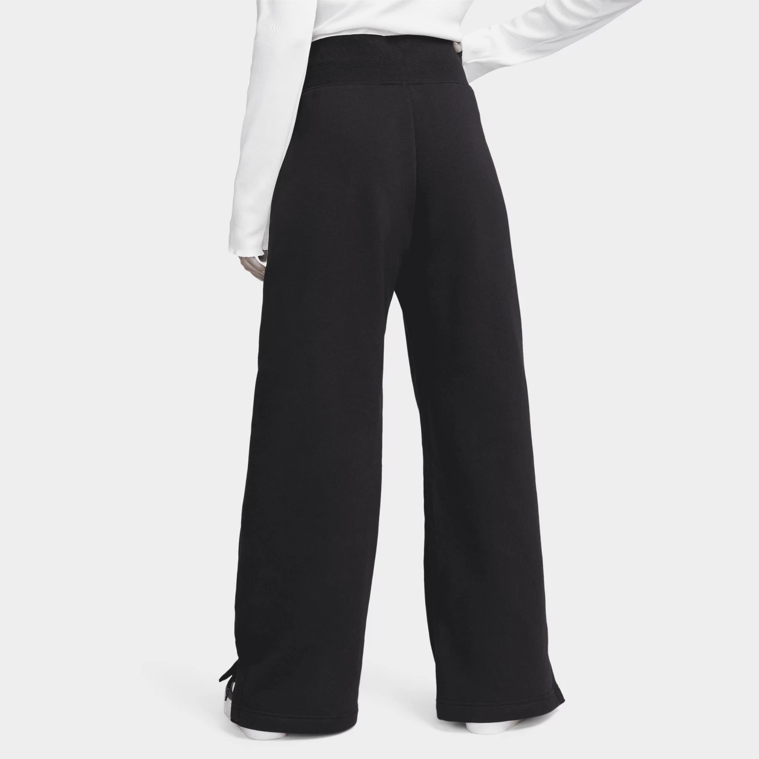 Nike Sportswear Women's Phoenix Fleece High-Waisted Wide-Leg Tracksuit Bottoms Black / Sail - Image 2