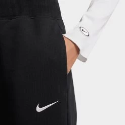 Nike Sportswear Women's Phoenix Fleece High-Waisted Wide-Leg Tracksuit Bottoms Black / Sail -Sports Fashion Clothing Store DQ5615 010 nike sportswear womens wide high rise fleece pants black sail C