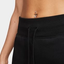 Nike Sportswear Women's Phoenix Fleece High-Waisted Wide-Leg Tracksuit Bottoms Black / Sail -Sports Fashion Clothing Store DQ5615 010 nike sportswear womens wide high rise fleece pants black sail D
