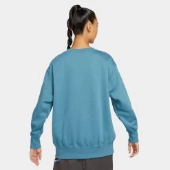 Nike Sportswear Women's Phoenix Fleece Oversized Crewneck Noise Aqua / Sail -Sports Fashion Clothing Store DQ5733 440 w nsw phnx flc os crew B