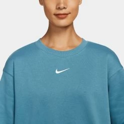 Nike Sportswear Women's Phoenix Fleece Oversized Crewneck Noise Aqua / Sail -Sports Fashion Clothing Store DQ5733 440 w nsw phnx flc os crew D