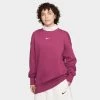 Nike Sportswear Women's Phoenix Fleece Oversized Crewneck Rosewood / Sail -Sports Fashion Clothing Store DQ5733 653 w nsw phnx flc os crew B