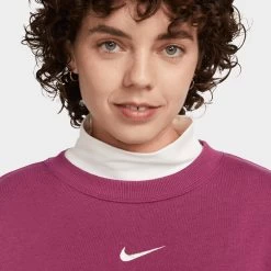 Nike Sportswear Women's Phoenix Fleece Oversized Crewneck Rosewood / Sail -Sports Fashion Clothing Store DQ5733 653 w nsw phnx flc os crew C