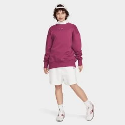 Nike Sportswear Women's Phoenix Fleece Oversized Crewneck Rosewood / Sail -Sports Fashion Clothing Store DQ5733 653 w nsw phnx flc os crew E