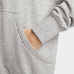 Nike Sportswear Women's Phoenix Fleece Oversized Full Zip Hoodie Dark Grey Heather / Sail -Sports Fashion Clothing Store DQ5758 063 nike womens fleece hoodie dark grey sail D