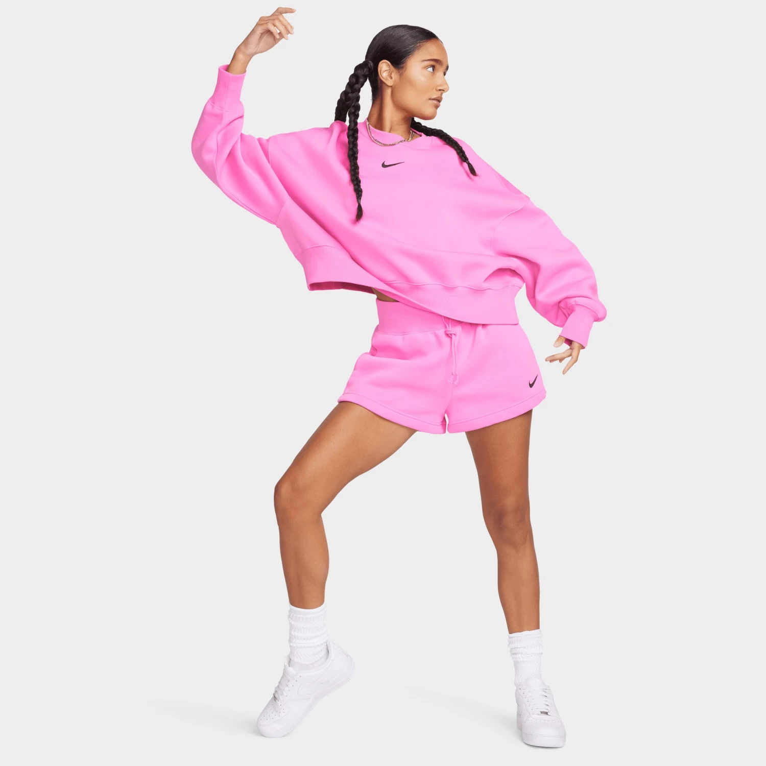 Nike Sportswear Women's Phoenix Fleece Over-Oversized Crewneck Playful Pink / Black - Image 7