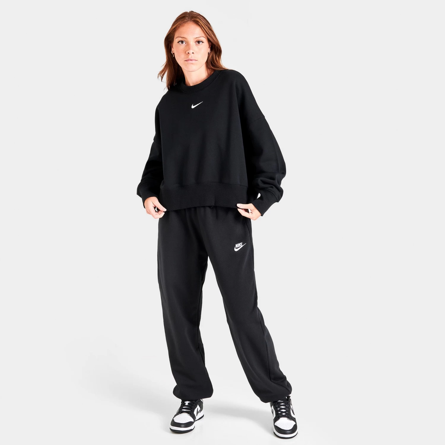 Nike Sportswear Women's Phoenix Fleece Over-Oversized Crewneck Black / Sail - Image 5