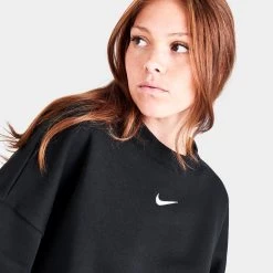 Nike Sportswear Women's Phoenix Fleece Over-Oversized Crewneck Black / Sail -Sports Fashion Clothing Store DQ5761010 nike sportswear womens phoenix fleece over oversized crewneck black sail D