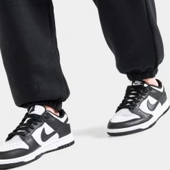 Nike Sportswear Women's Club Fleece Mid-Rise Oversized Sweatpants Black / White -Sports Fashion Clothing Store DQ5800 010 nike sportswear women s club fleece pants F