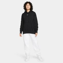 Nike Women's Sportswear Phoenix Fleece Oversized Pullover Hoodie Black / Sail -Sports Fashion Clothing Store DQ5860010 w nsw phnx flc po hoodie os C