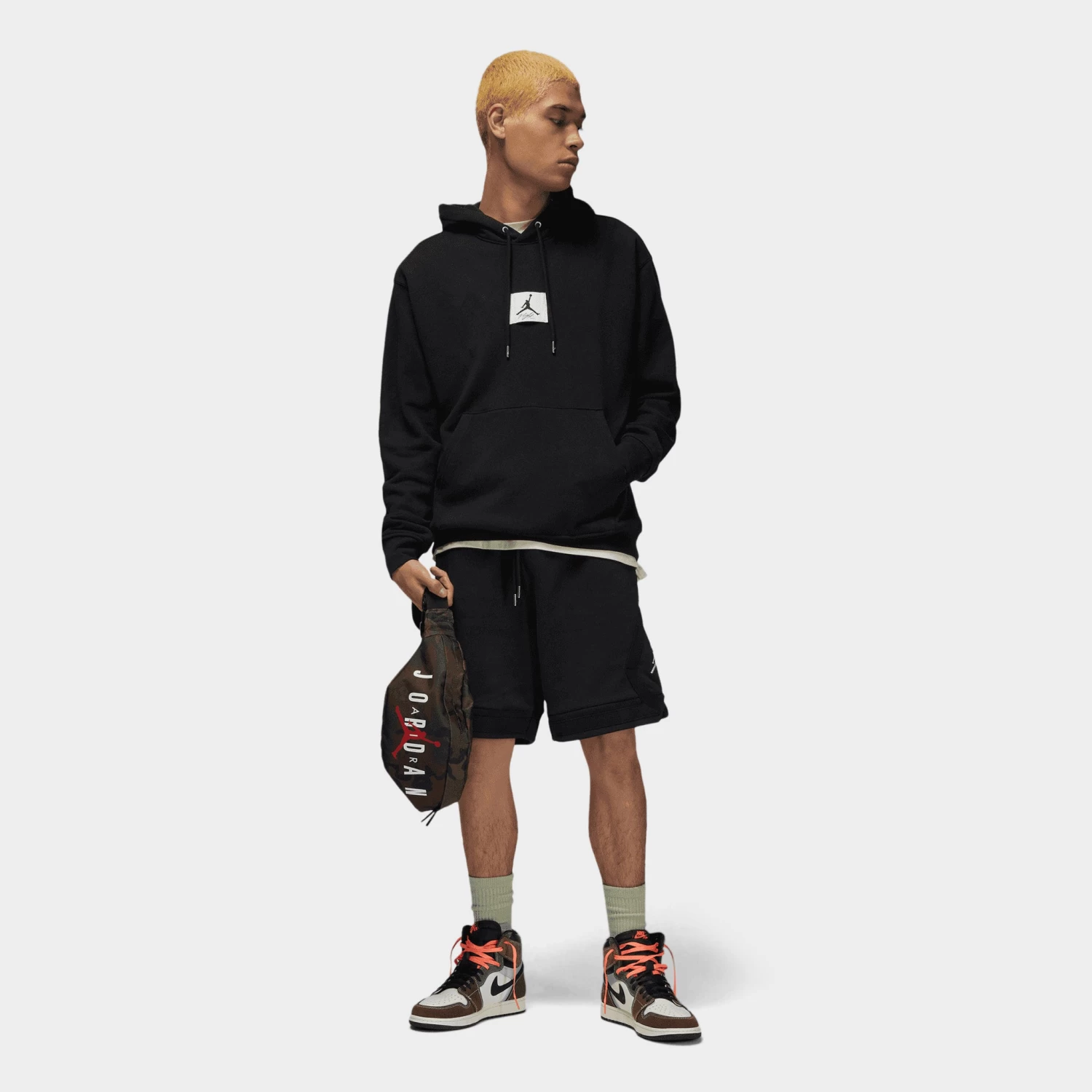 Jordan Flight Fleece Pullover Hoodie Black / Sail - Image 5