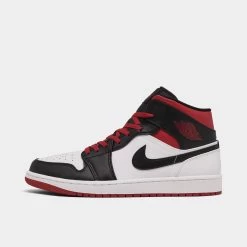 Jordan1 Mid White / Gym Red - Black