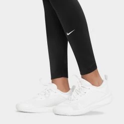 Nike Junior Girls' Dri-FIT One Leggings Black / White -Sports Fashion Clothing Store DQ8836 010 nike junior girls dri fit one tights black white C