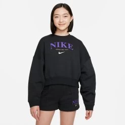Nike Junior Girls' Sportswear Trend Fleece Crewneck / Off Noir