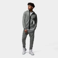 Jordan Dri-FIT Sport Air Fleece Full-Zip Hoodie Dark Grey Heather / Black -Sports Fashion Clothing Store DV9783 063 m j df sprt stmt air flc fz G