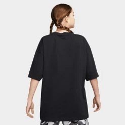Nike Sportswear Women's Essential Oversized T-shirt Black / White -Sports Fashion Clothing Store DX7910 010 nike womens oversized short sleeve t shirt black A