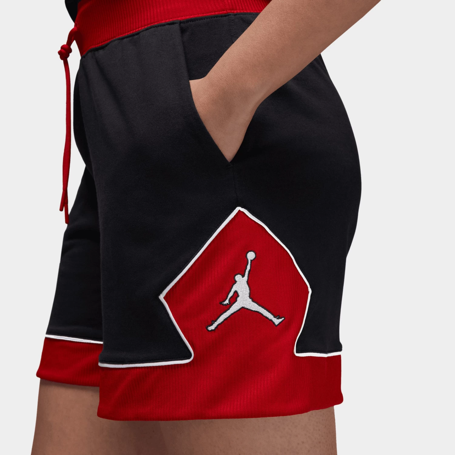 Jordan Women's Diamond Shorts Black / Gym Red - White - Image 4