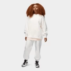 Jordan Women's Flight Fleece Crewneck / Sail -Sports Fashion Clothing Store FB5116 133 jordan flight women s fleece crewneck sail E