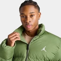 Jordan Essentials Poly Puffer Jacket / Light Olive -Sports Fashion Clothing Store FB7331 340 jordan essentials puly puffer jacket light olive E