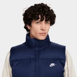Nike Sportswear Club PrimaLoft Water-Repellent Puffer Vest Midnight Navy / White -Sports Fashion Clothing Store FB7373 410 nike club therma fit puffer vest midnight navy C