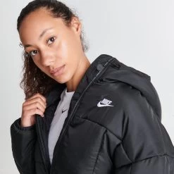 Nike Sportswear Women's Therma-FIT Classic Puffer Jacket Black / White -Sports Fashion Clothing Store FB7672 010 M5