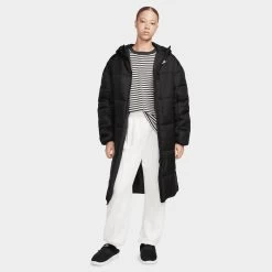 Nike Sportswear Women's Therma-FIT Classic Parka Black / White -Sports Fashion Clothing Store FB7675 010 nike sportswear womens classic parka black white E
