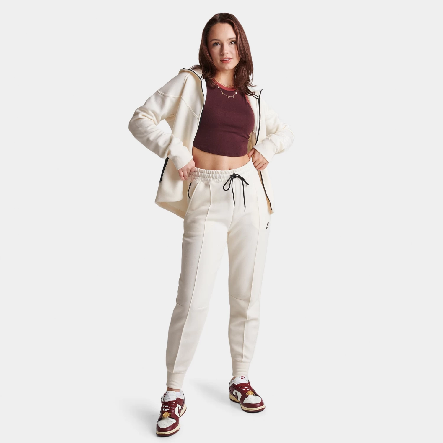 Nike Sportswear Women's Tech Fleece Mid-Rise Joggers Pale Ivory / Black - Image 5